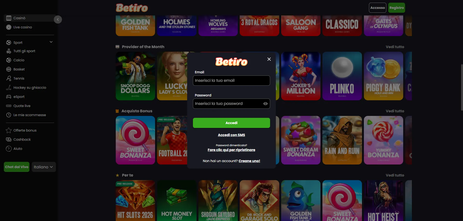 Accesso account Betiro Casino — betiro login sicuro e veloce
