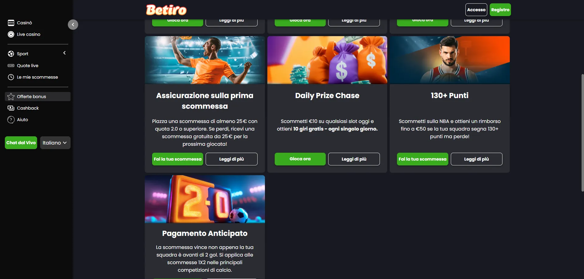 Betiro Casino bonus code 2026 — attiva il codice promozionale